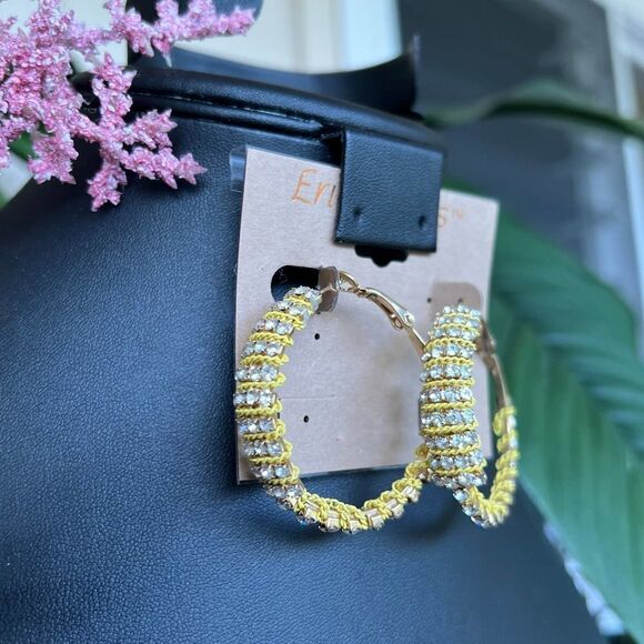 Yellow Chain Wrapped Hoops Erica Lyons Earrings $16ea / 3 for $25 - Picture 7 of 9
